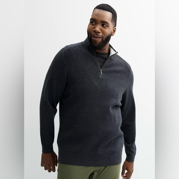 FLX Other - FLX Men's Sweater Black Quarter Zip-Up Turtleneck Pullover Dark Grey Size M